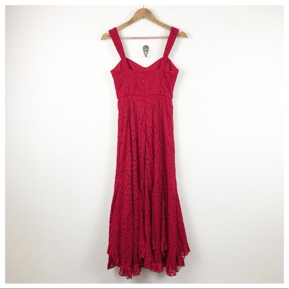NWT‎ Anthropologie Hutch Seamed Lace Midi Dress in Red Size 0 - Picture 3 of 11